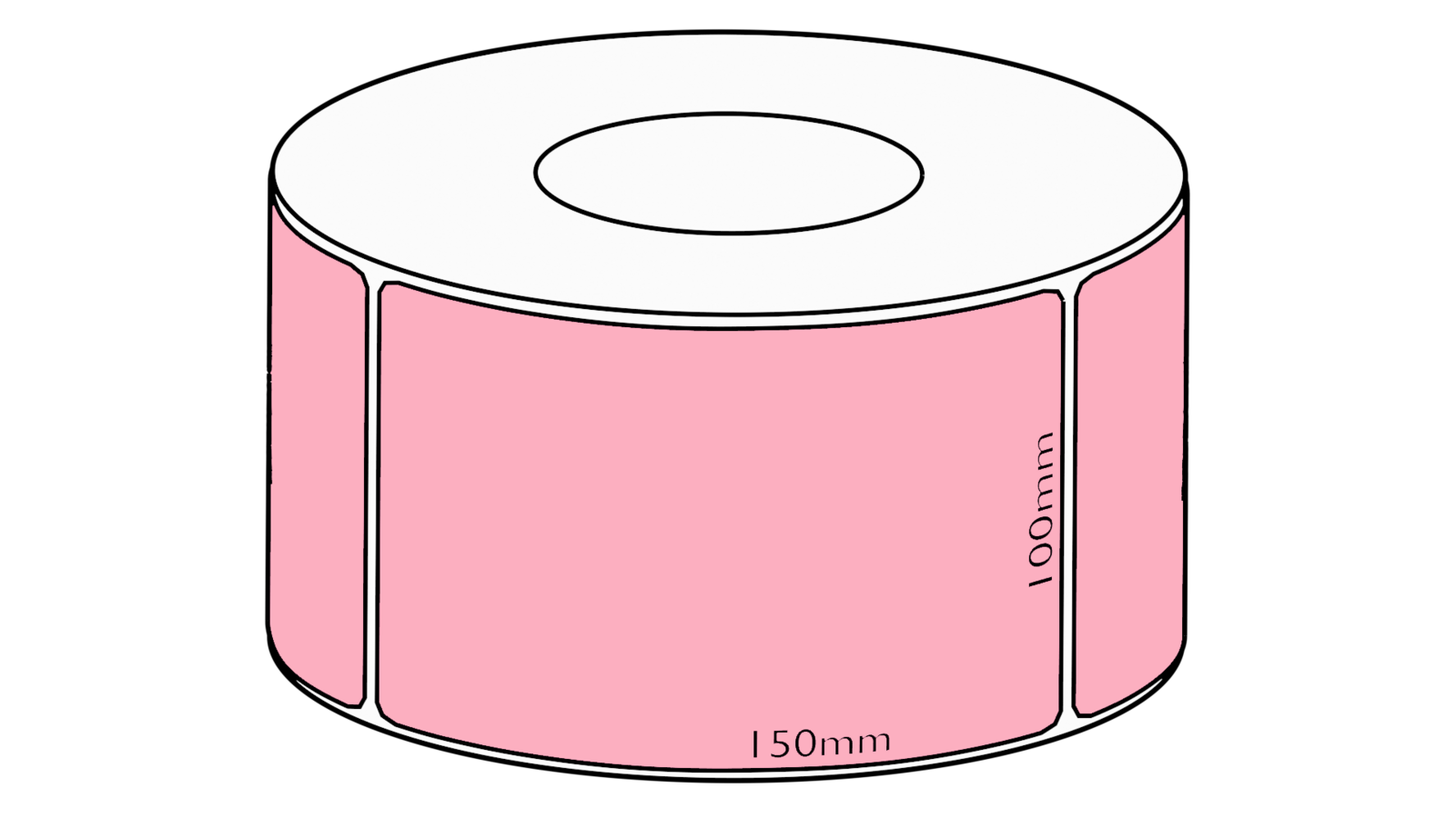100 X 150mm Pink Direct Thermal Permanent Label 1000 Per Roll 76mm Core Thermal Labels