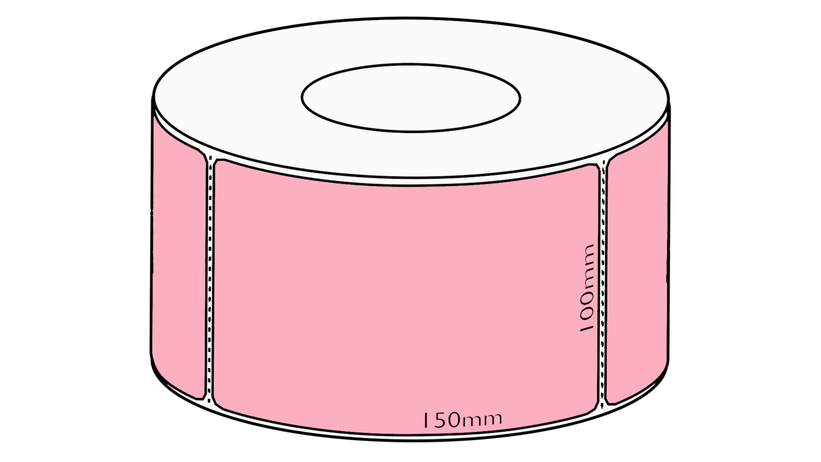 100 X 150mm Pink Direct Thermal Permanent Label 1000 Per Roll 76mm Core Perforated Thermal 3482