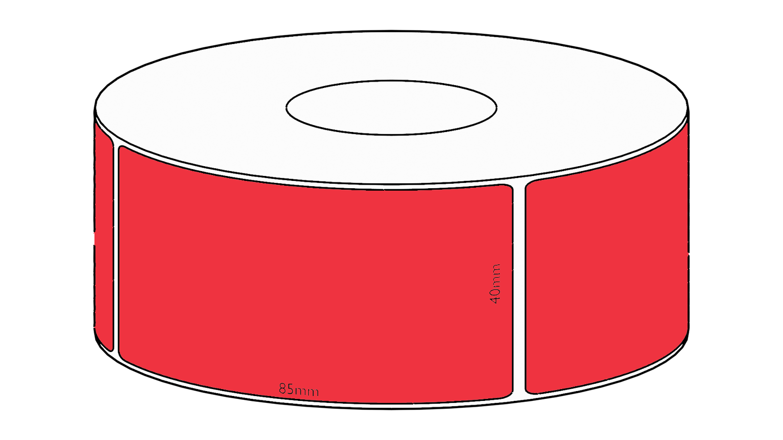 40x85mm Red Direct Thermal Permanent Label 550 Per Roll 38mm Core Thermal Labels 1884