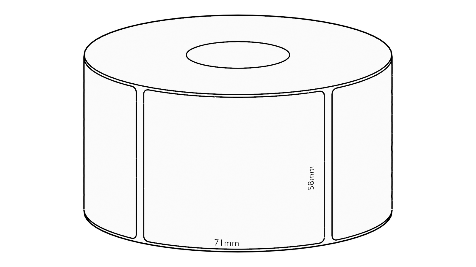 58x71mm Transfer Permanent Label, 2050 per roll, 76mm core - Thermal Labels