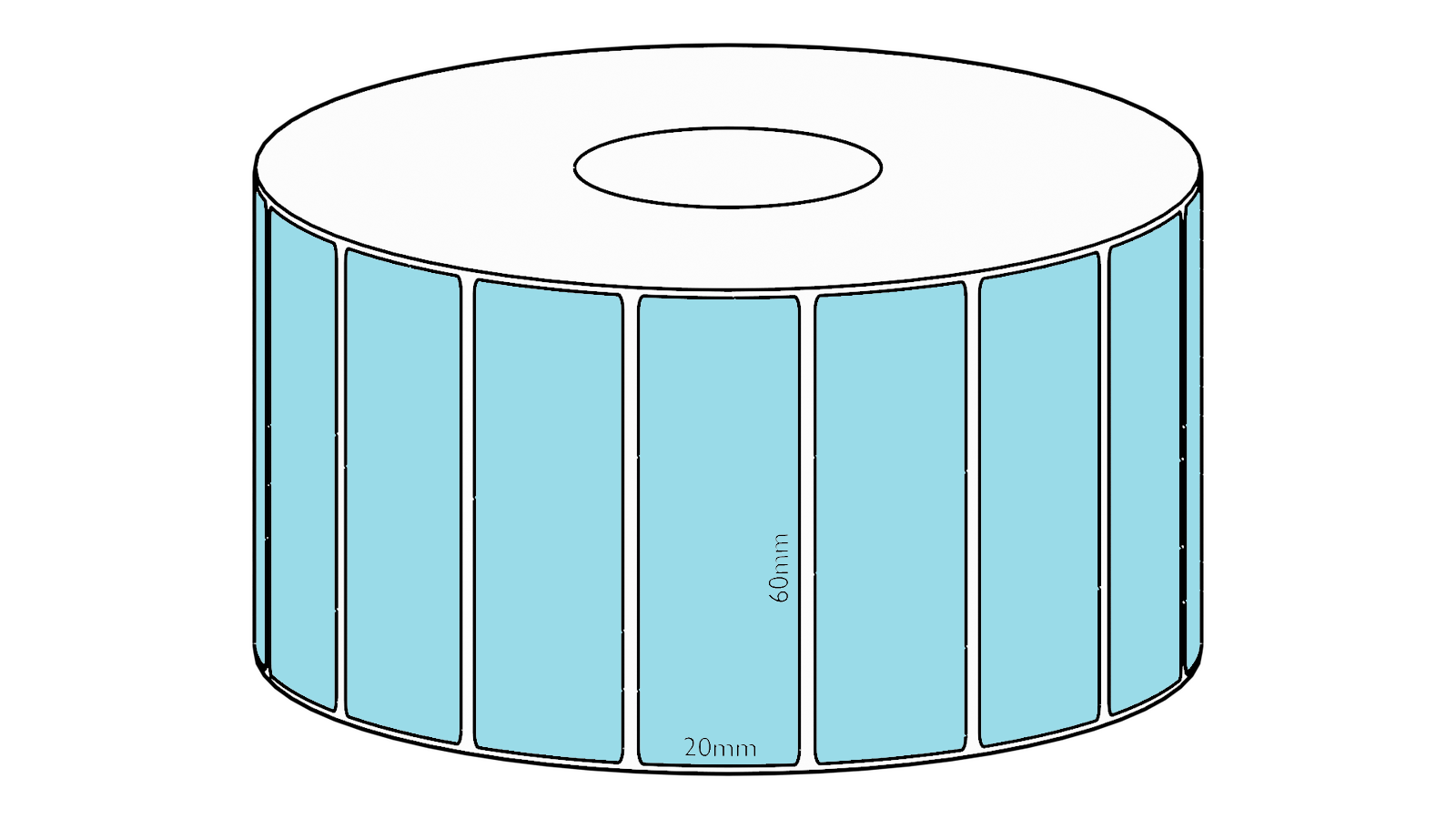 60x20mm Blue Direct Thermal Permanent Label, 2150 Per Roll, 38mm Core ...