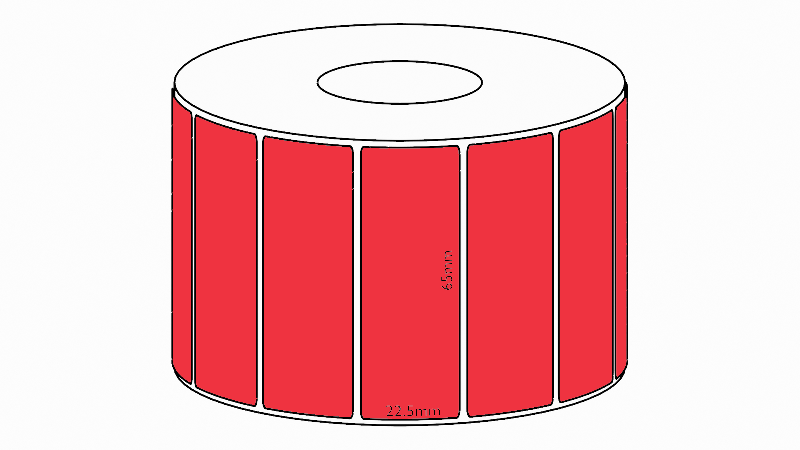 65x225mm Red Direct Thermal Permanent Label 1950 Per Roll 38mm Core Thermal Labels 7870