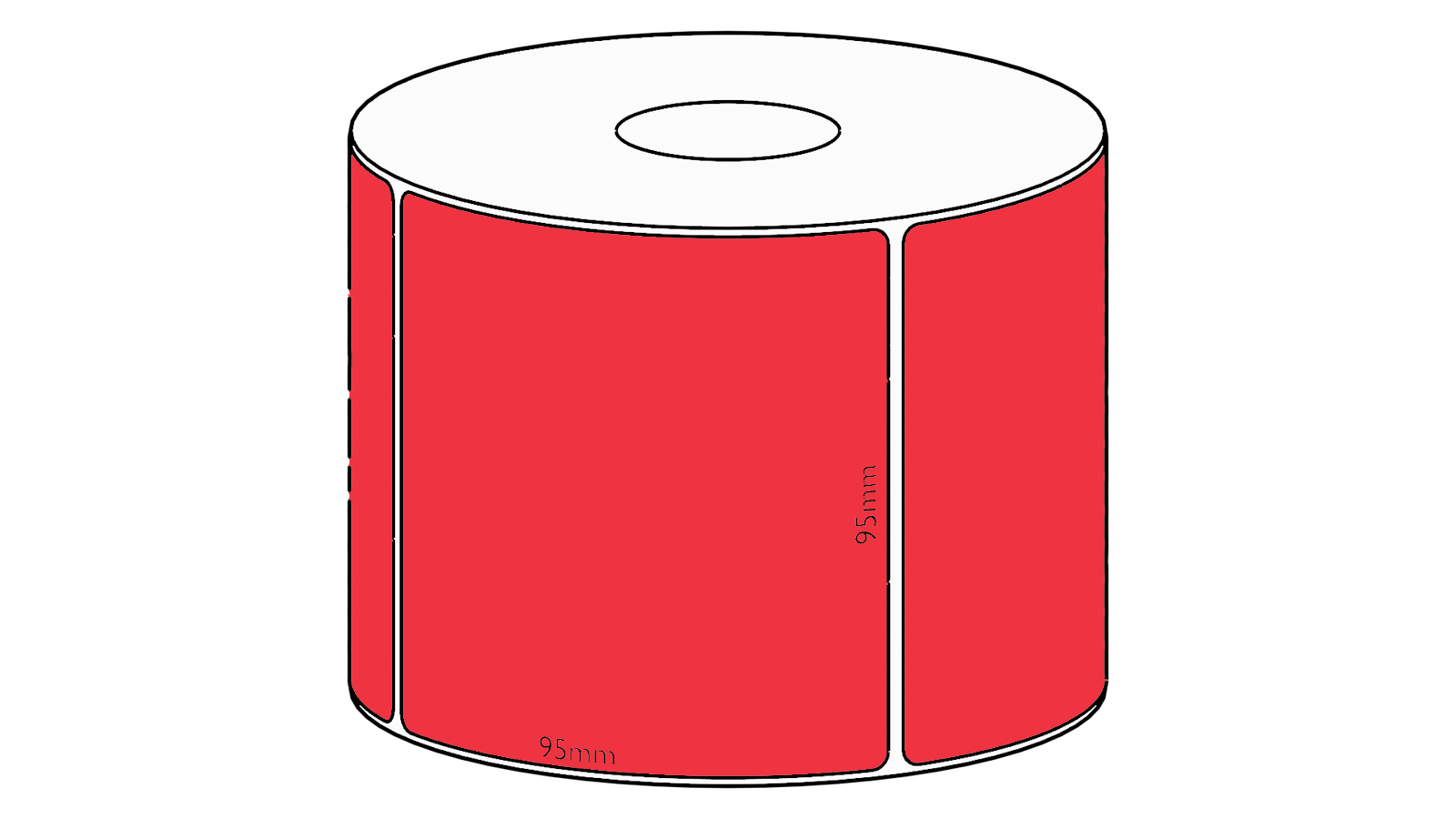 95x95mm Red Direct Thermal Permanent Label 500 Per Roll 38mm Core Thermal Labels 1507