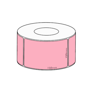 100 x 150mm Pink  Direct Thermal Permanent Label, 1000 per roll, 76mm core, Perforated