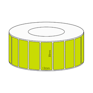 30x12mm Green Direct Thermal Permanent Label, 3350 per roll, 38mm core