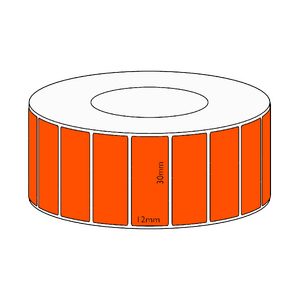 30x12mm Orange Direct Thermal Permanent Label, 3350 per roll, 38mm core