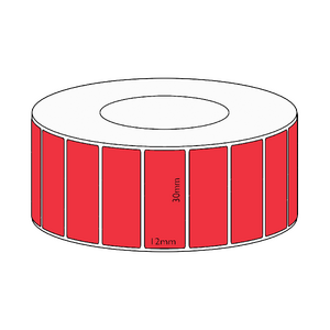 30x12mm Red Direct Thermal Permanent Label, 3350 per roll, 38mm core