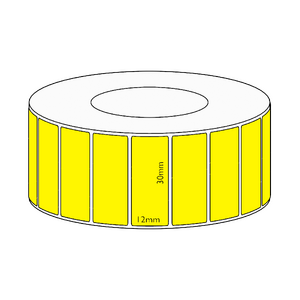 30x12mm Yellow Direct Thermal Permanent Label, 3350 per roll, 38mm core