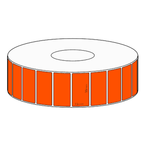 30x15mm Orange Direct Thermal Permanent Label, 2800 per roll, 38mm core