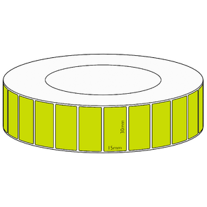 30x15mm Green Direct Thermal Permanent Label, 8350 per roll, 76mm core