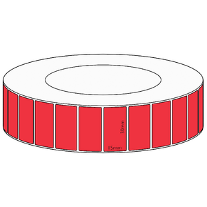 30x15mm Red Direct Thermal Permanent Label, 8350 per roll, 76mm core