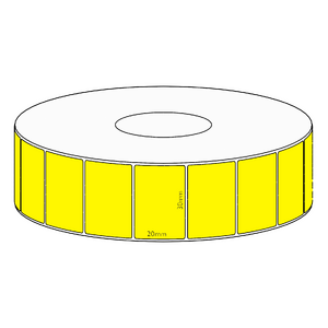 30x20mm Yellow Direct Thermal Permanent Label, 2150 per roll, 38mm core