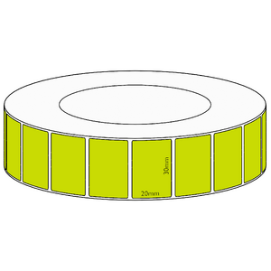 30x20mm Green Direct Thermal Permanent Label, 6500 per roll, 76mm core