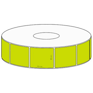 30x35mm Green Direct Thermal Permanent Label, 1300 per roll, 38mm core