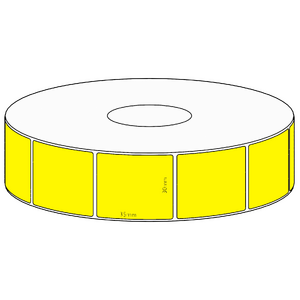 30x35mm Yellow Direct Thermal Permanent Label, 1300 per roll, 38mm core