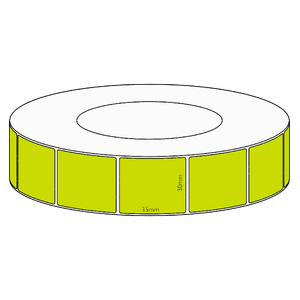 30x35mm Green Direct Thermal Permanent Label, 3950 per roll, 76mm core