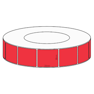 30x35mm Red Direct Thermal Permanent Label, 3950 per roll, 76mm core