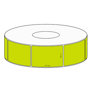 30x45mm Green Direct Thermal Permanent Label, 1050 per roll, 38mm core