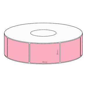 30x45mm Pink Direct Thermal Permanent Label, 1050 per roll, 38mm core