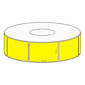 30x45mm Yellow Direct Thermal Permanent Label, 1050 per roll, 38mm core