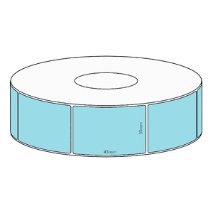 30x45mm Blue Direct Thermal Permanent Label, 3150 per roll, 76mm core