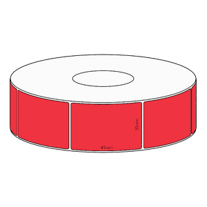 30x45mm Red Direct Thermal Permanent Label, 3150 per roll, 76mm core