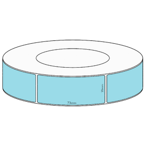 30x73mm Blue Direct Thermal Permanent Label, 1950 per roll, 76mm core