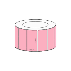 32x15mm Pink Direct Thermal Permanent Label, 2800 per roll, 38mm core