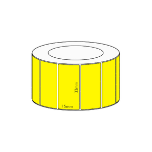 32x15mm Yellow Direct Thermal Permanent Label, 2800 per roll, 38mm core