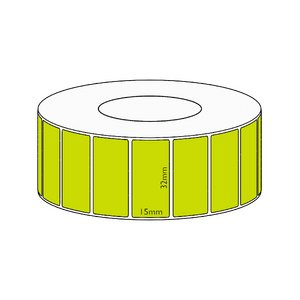 32x15mm Green Direct Thermal Permanent Label, 8350 per roll, 76mm core