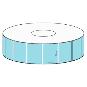 32x24mm Blue Direct Thermal Permanent Label, 1850 per roll, 38mm core