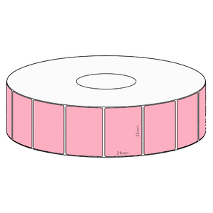 32x24mm Pink Direct Thermal Permanent Label, 1850 per roll, 38mm core