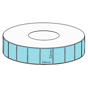 32x24mm Blue Direct Thermal Permanent Label, 5550 per roll, 76mm core