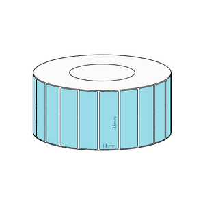 35x11mm Blue Direct Thermal Permanent Label, 3550 per roll, 38mm core