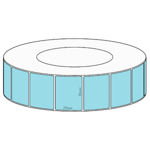 35x27mm Blue Direct Thermal Permanent Label, 5000 per roll, 76mm core