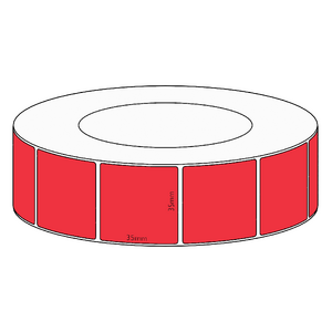 35x35mm Red Direct Thermal Permanent Label, 3950 per roll, 76mm core