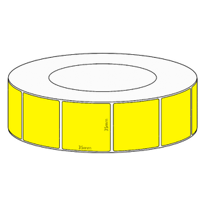 35x35mm Yellow Direct Thermal Permanent Label, 3950 per roll, 76mm core