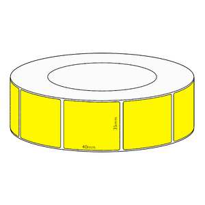 35x40mm Yellow Direct Thermal Permanent Label, 3500 per roll, 76mm core