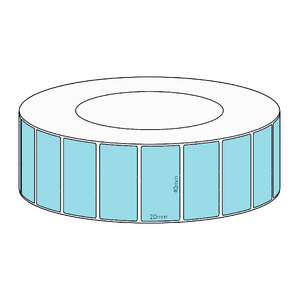 40x20mm Blue Direct Thermal Permanent Label, 6500 per roll, 76mm core