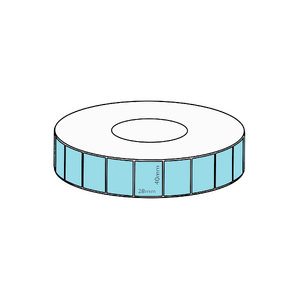 40x28mm Blue Direct Thermal Permanent Label, 4850 per roll, 76mm core