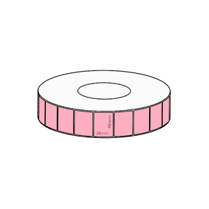 40x28mm Pink Direct Thermal Permanent Label, 4850 per roll, 76mm core