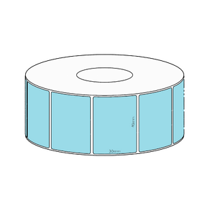 40x30mm Blue Direct Thermal Permanent Label, 1500 per roll, 38mm core