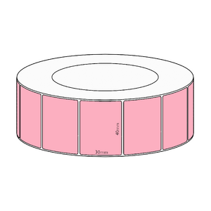 40x30mm Pink Direct Thermal Permanent Label, 4550 per roll, 76mm core