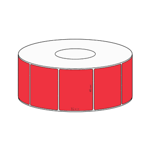 40x32mm Red Direct Thermal Permanent Label, 1450 per roll, 38mm core