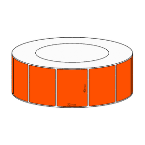 40x32mm Orange Direct Thermal Permanent Label, 4300 per roll, 76mm core