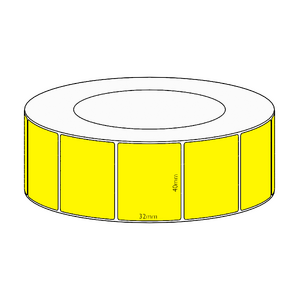 40x32mm Yellow Direct Thermal Permanent Label, 4300 per roll, 76mm core