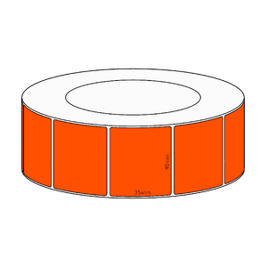 40x35mm Orange Direct Thermal Permanent Label, 3950 per roll, 76mm core