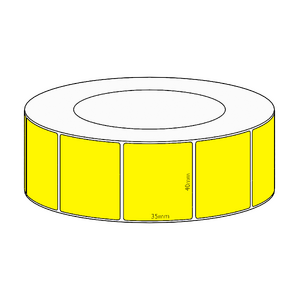 40x35mm Yellow Direct Thermal Permanent Label, 3950 per roll, 76mm core