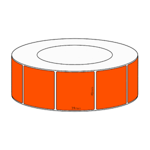 40x39mm Orange Direct Thermal Permanent Label, 3550 per roll, 76mm core