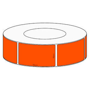 40x70mm Orange Direct Thermal Permanent Label, 2050 per roll, 76mm core